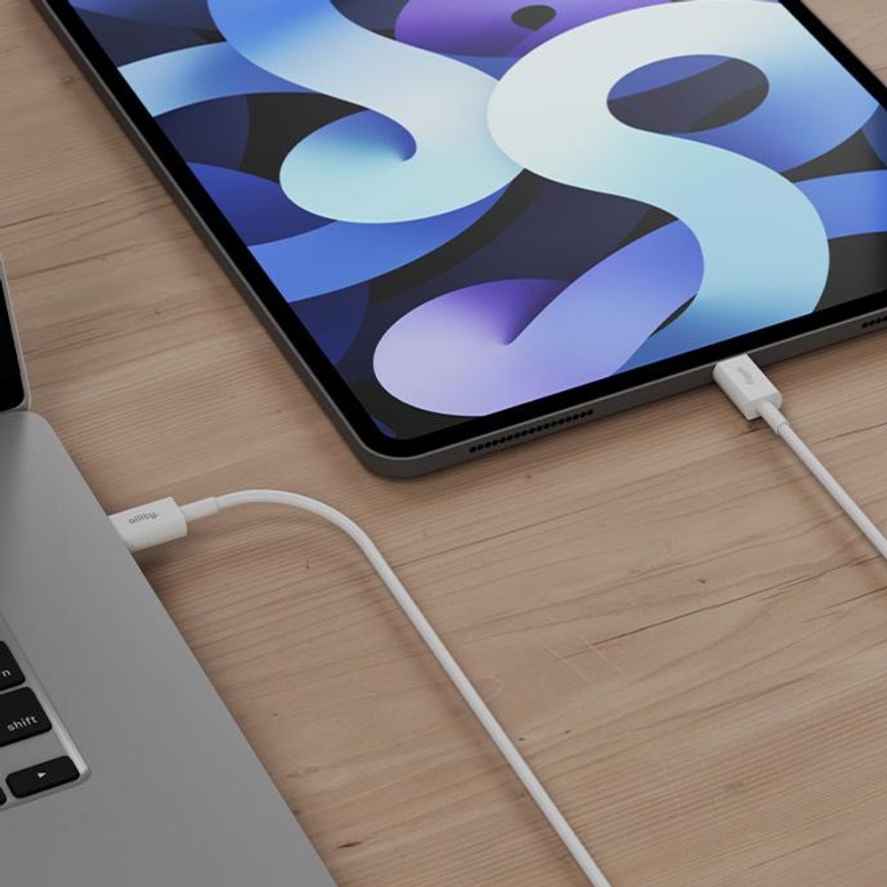 Allity USB Typ-C zu USB-C Kabel, schnelles Laden, 60W, 2m lang, universell einsetzbar, weiß