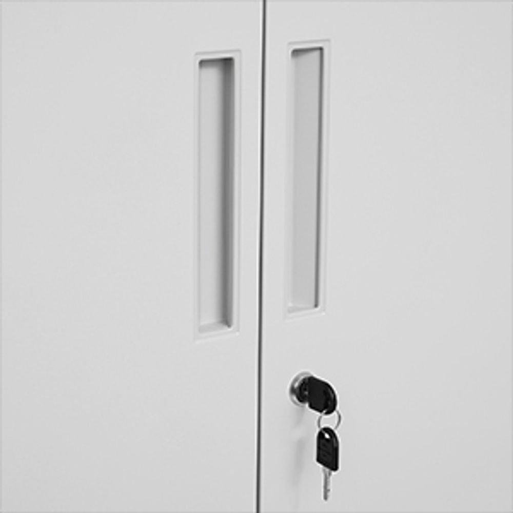 SONGMICS Aktenschrank mit 2 Türen, Büroschrank Office , Aufbewahrungsschrank aus Stahl, Metallschrank abschließbar 5 Ebenen, für Garage, Arbeitszimmer, stabil, grau OMC015G01