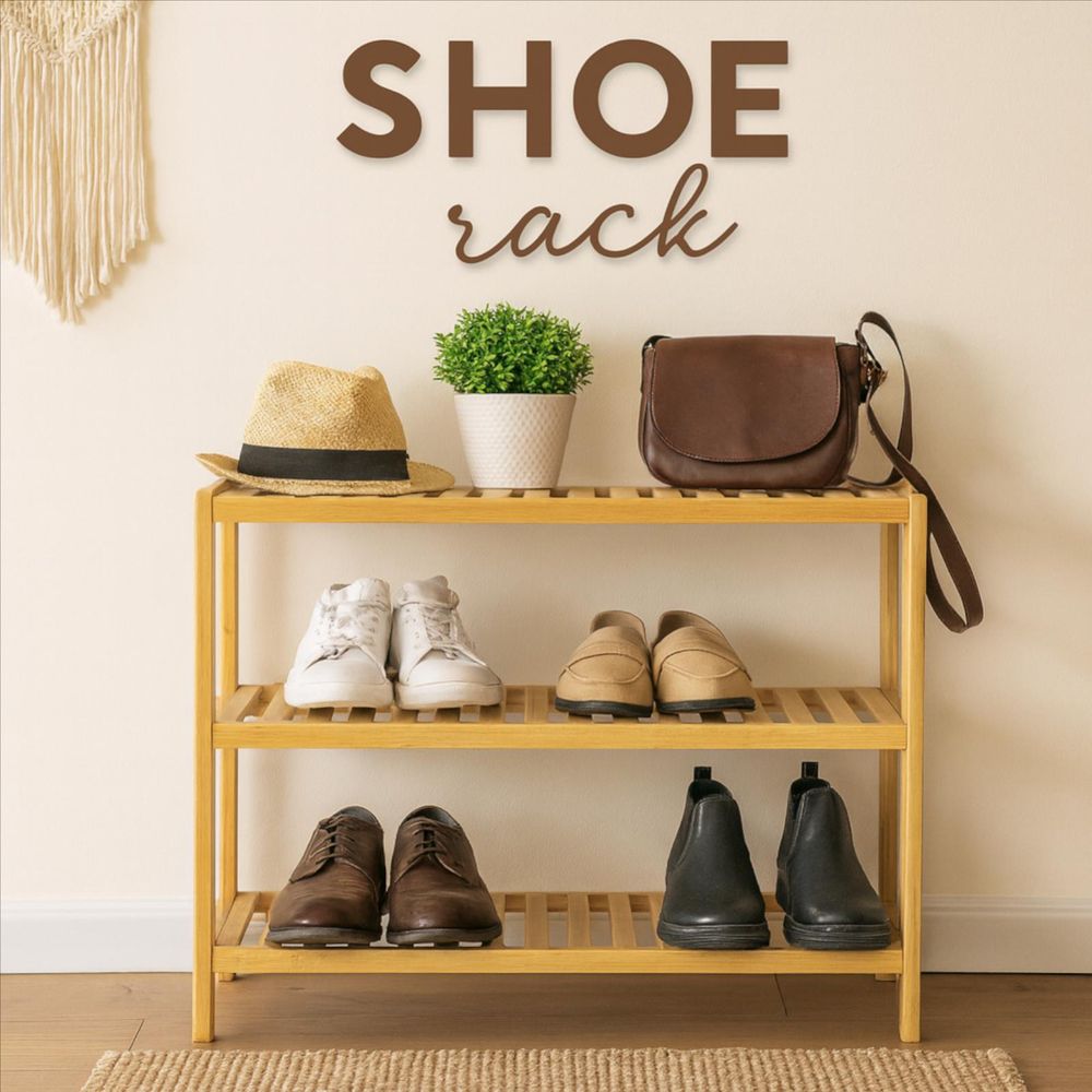 BEGRYF Schuhregal aus Bambus 3 Ebenen 70 cm Schuhablage Regal für Flur Badezimmer natur