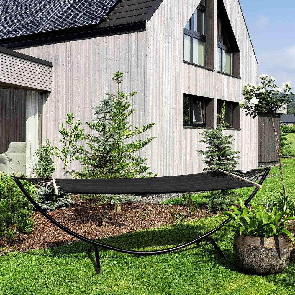 di volio Hängematte mit Gestell Outdoor RIMINI - Komfort Hängeliege im edlen Design - Schwarz