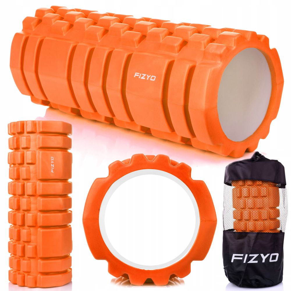 FIZYO-Massagerolle mit Noppen – verschiedene Ansichten auf weißem Hintergrund