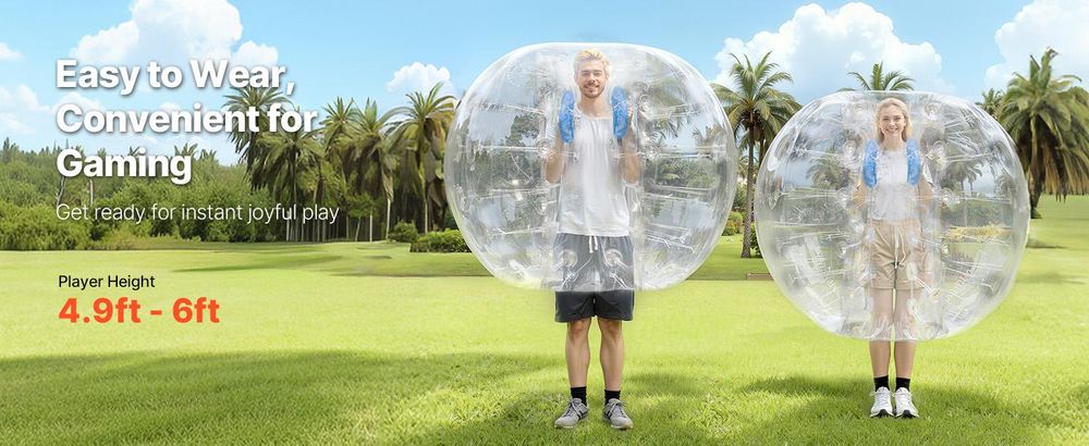 VEVOR Aufblasbare Bumper Balls 2er-Pack, 5FT/1.5M Körper Sumo Zorb Bälle für Teenager & Erwachsene, 0.8mm dicke PVC Menschliche Hamster Bubble Bälle für Outdoor-Teamspiel, Bumper Bopper Spielzeuge für Garten, Hof, Park, Transparent