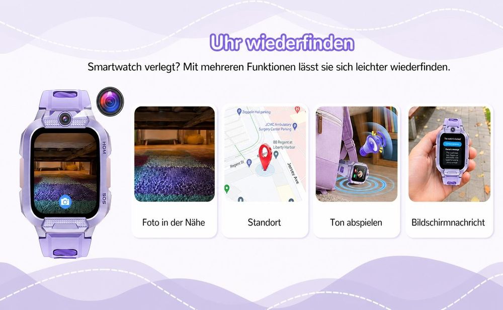 2026 4G Kinder Smartwatch mit GPS Telefon Video SOS für Jungen Mädchen Smartwatch 4-fache Ortung (GPS, WLAN, LBS, AGPS), Sicherheitszonen, Eltern App