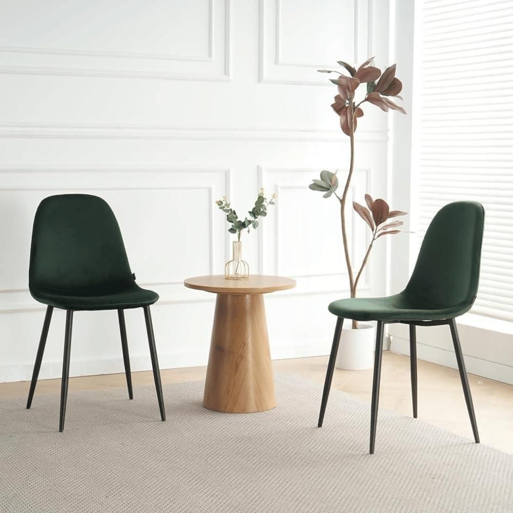 Lina® Napoli Esszimmerstuhl, komfortabler Sitz für Wohnzimmer und Esszimmer, Samtbezug - 2er Set - Grün
