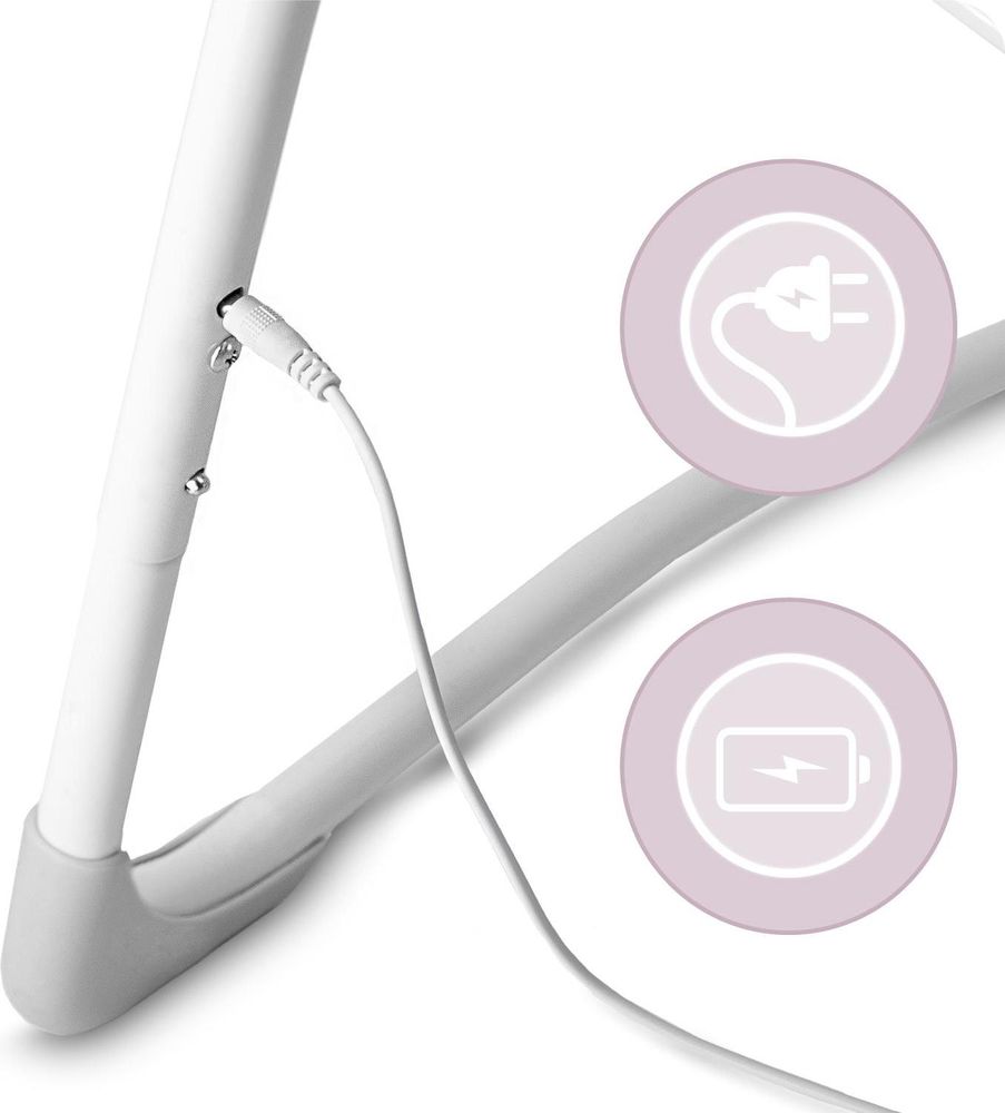 MoMi LISS – Elektrische Babywippe klappbar mit Timer, 5 Geschwindigkeiten, 6 Melodien & verstellbarem Spielbogen - Grau
