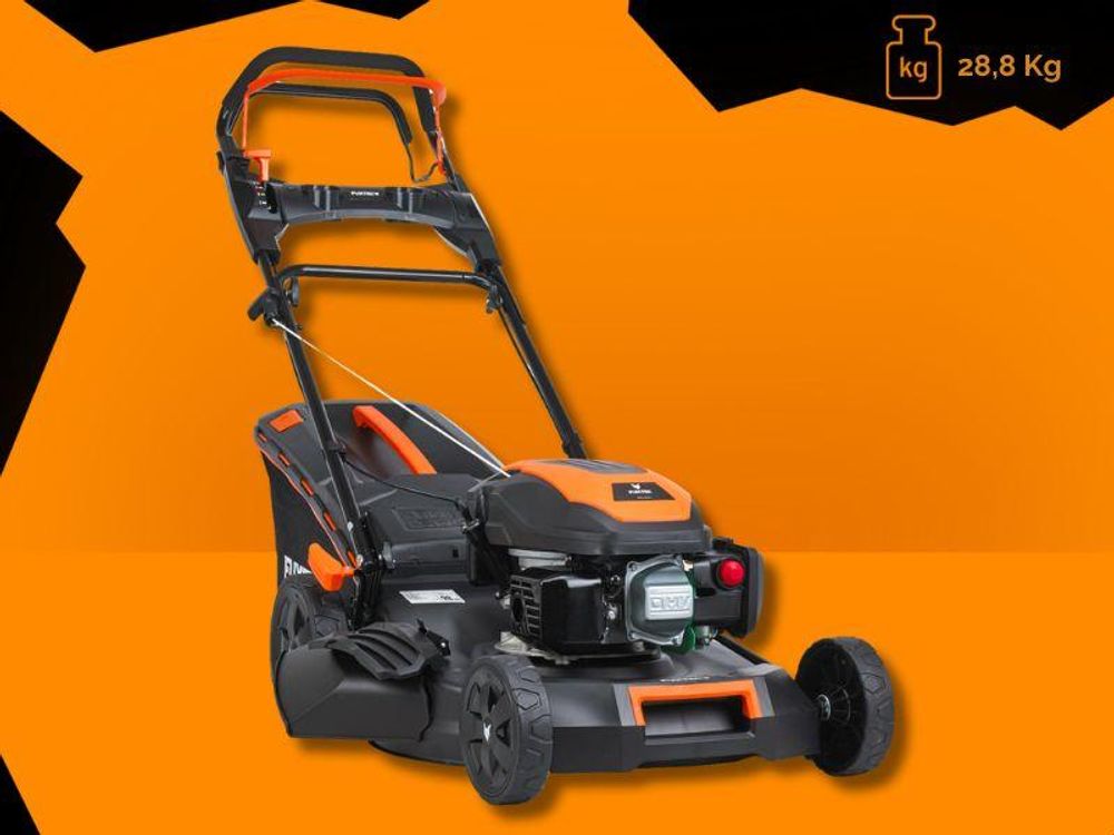 FUXTEC 4in1 Benzin Rasenmäher FX-RM5170PRO - 170ccm | 51cm | 28Kg | 4PS| E-Start | Mulchfunktion | Seitenauswurf | 60L Fangkorb | bis 1000m²