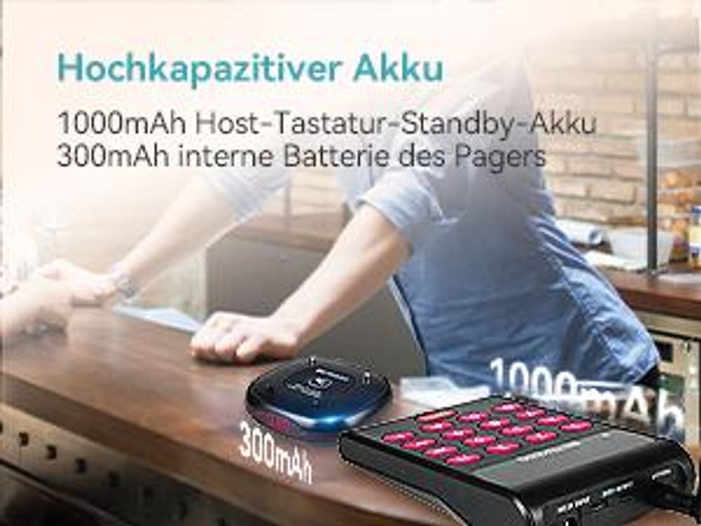 Retekess TD161 Restaurant Pager System, Pager Gastronomie, 500m, Leicht Einzurichten, Ausschalten mit Einem klick, für Hotels, Snacks, Bar (40 Pager)
