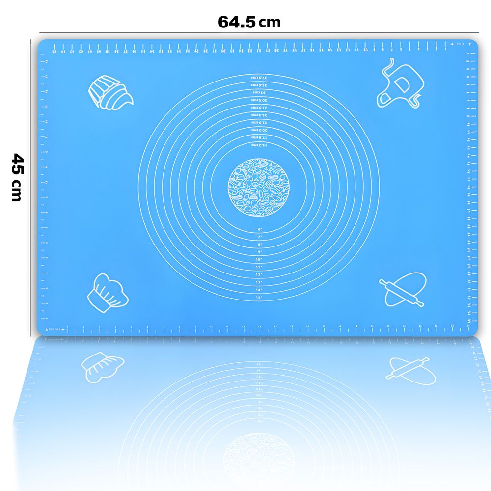 Silikon Backmatte Teigmatte Ausrollmatte Backunterlage Silikonmatte Dauerbackmatte Teigunterlage Groß XXL Antihaft Rutschfest 64,5x45cm Blau Retoo
