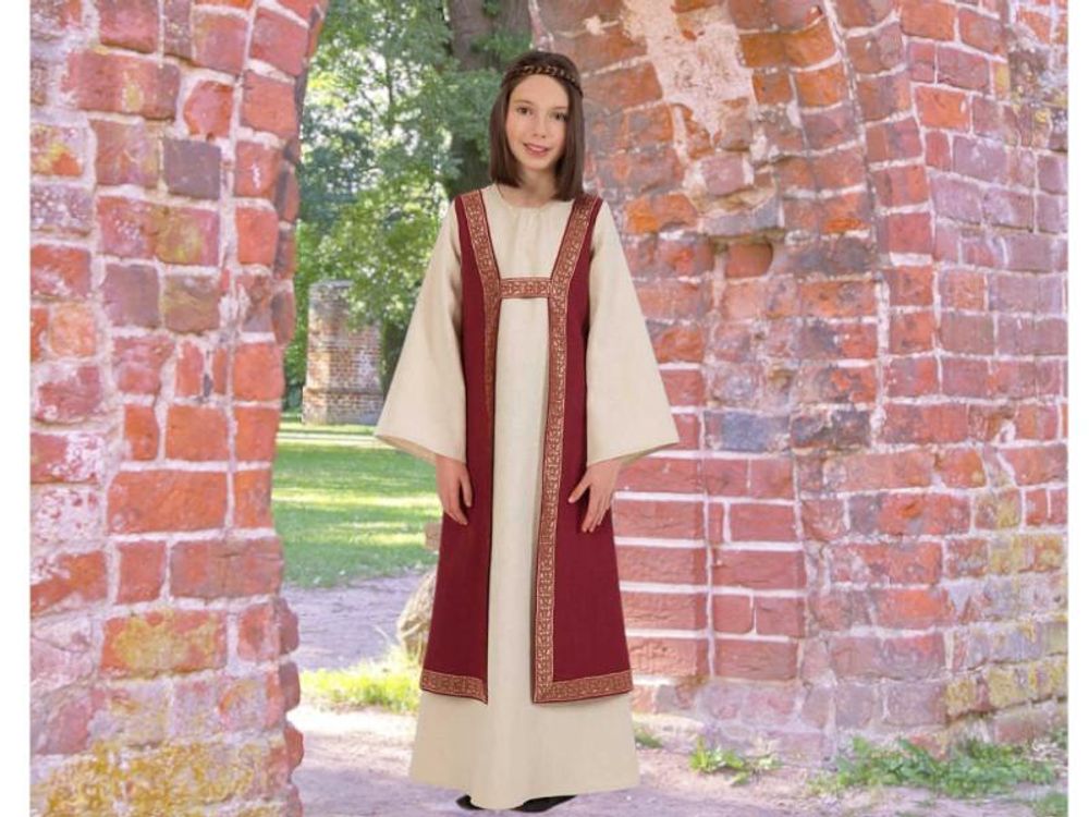 Kleid "Burgund" Kinderkostüm Mädchen Kleid, Mittelalter (128)