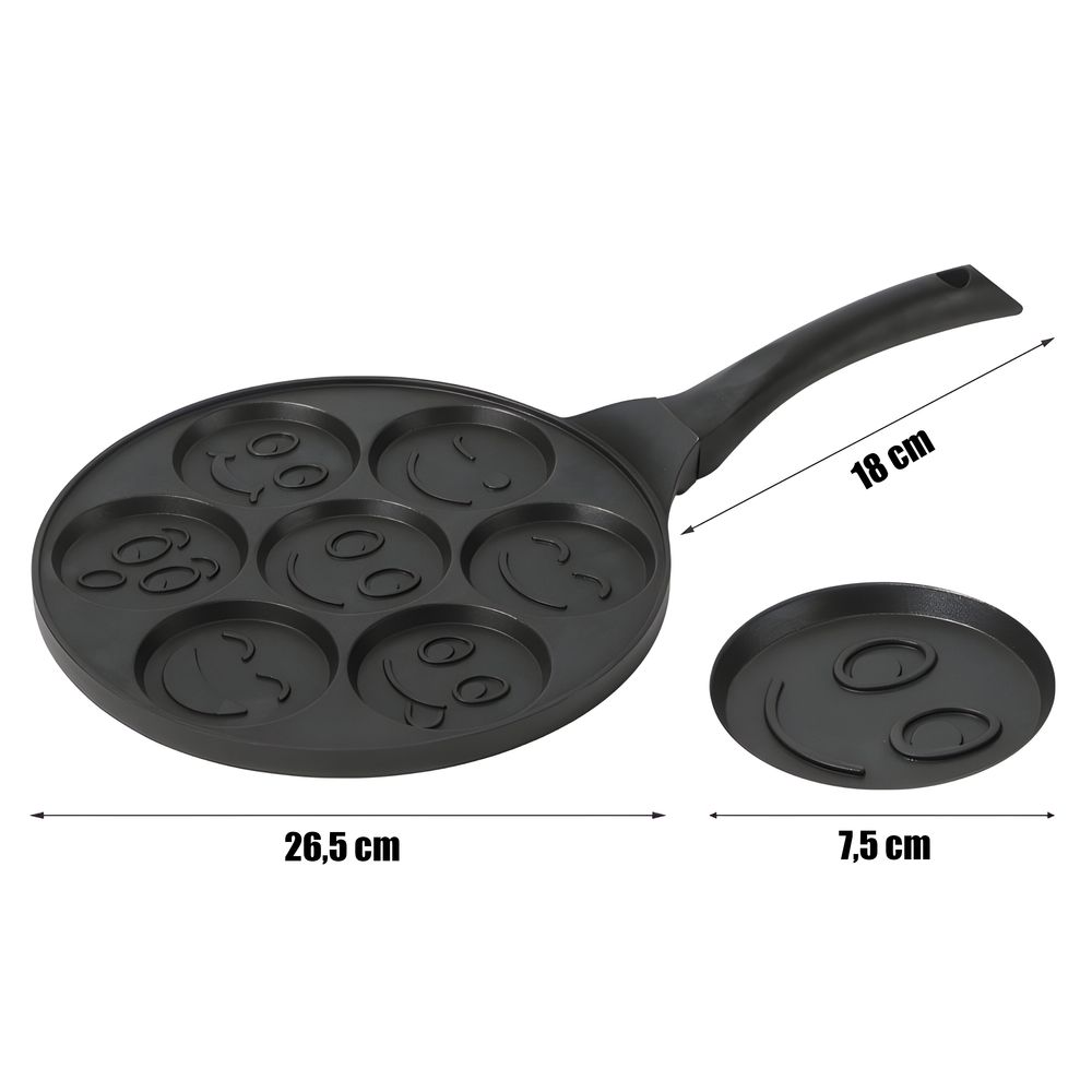 Smiley Emoji Pfannkuchen Pfanne Ø26cm Alu Guss Pancake Pfanne Bratpfanne Crepepfanne Antihaft Pfannkuchenpfanne Spiegeleipfanne Retoo