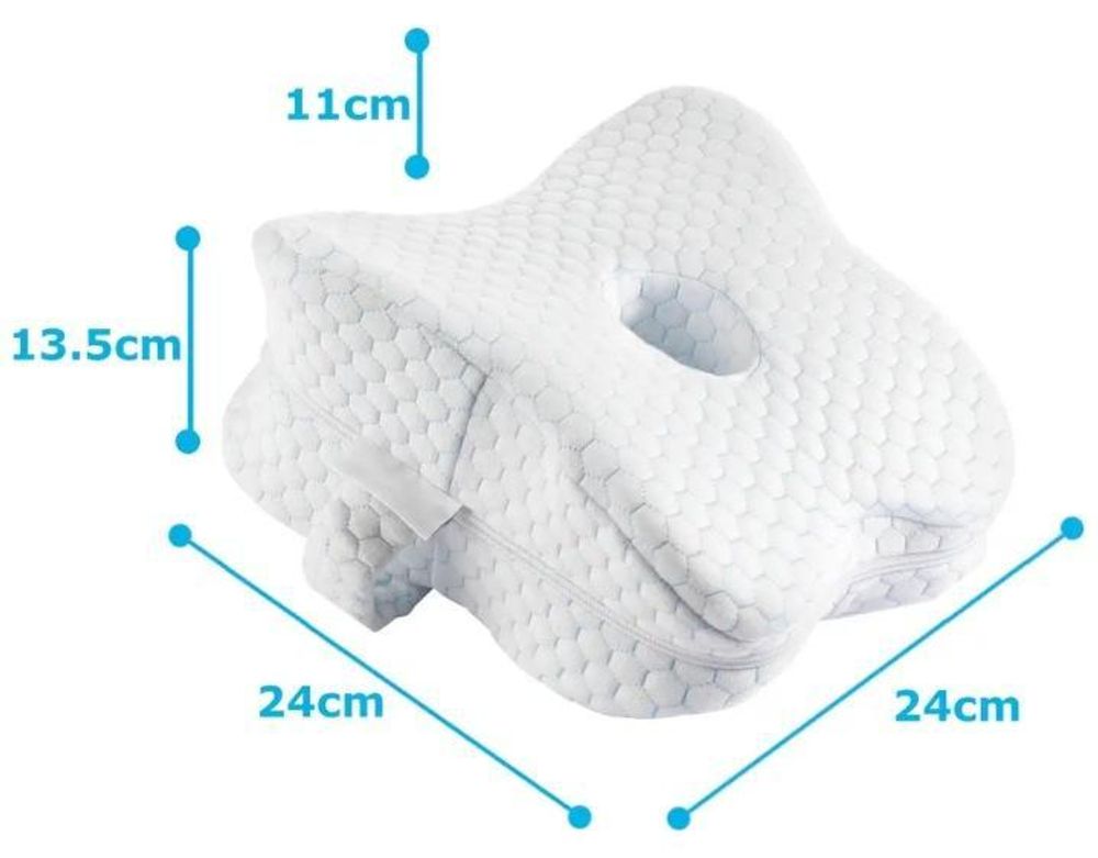 Orthopädisches Kniekissen aus Memory-Schaum Weiß - Beinkissen zum Schlafen | Kissen für Seitenschläfer | Ergonomisches Seitenschläferkissen - 24 x 24