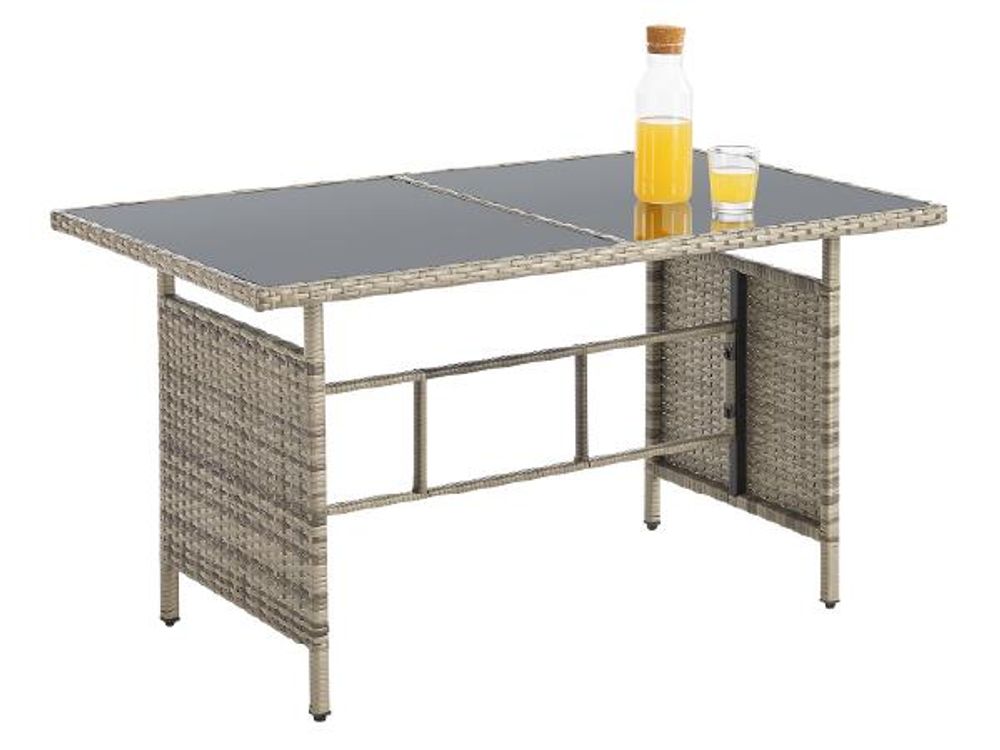 Juskys Polyrattan Gartenmöbel Sitzgruppe Turin Set 6 teilig - Outdoor Möbel grau-meliert