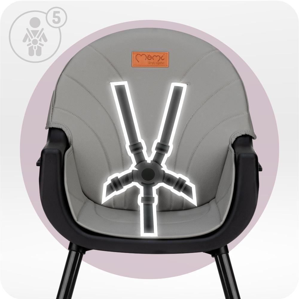 MoMi REKI – Evolutiver Baby Hochstuhl mit 2 Sitzpositionen & spülmaschinenfester Tablett, 6–36 Monate, bis 20 kg – Schwarz