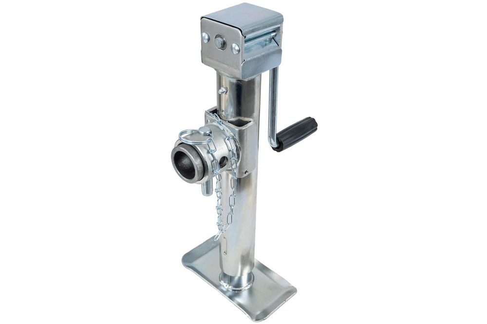 UNITRAILER Ausziehstütze TJ5001 + Adapter TJ5002A, 1300 kg, 364–614 mm, ausziehbar, für Pritschen- und Campinganhänger