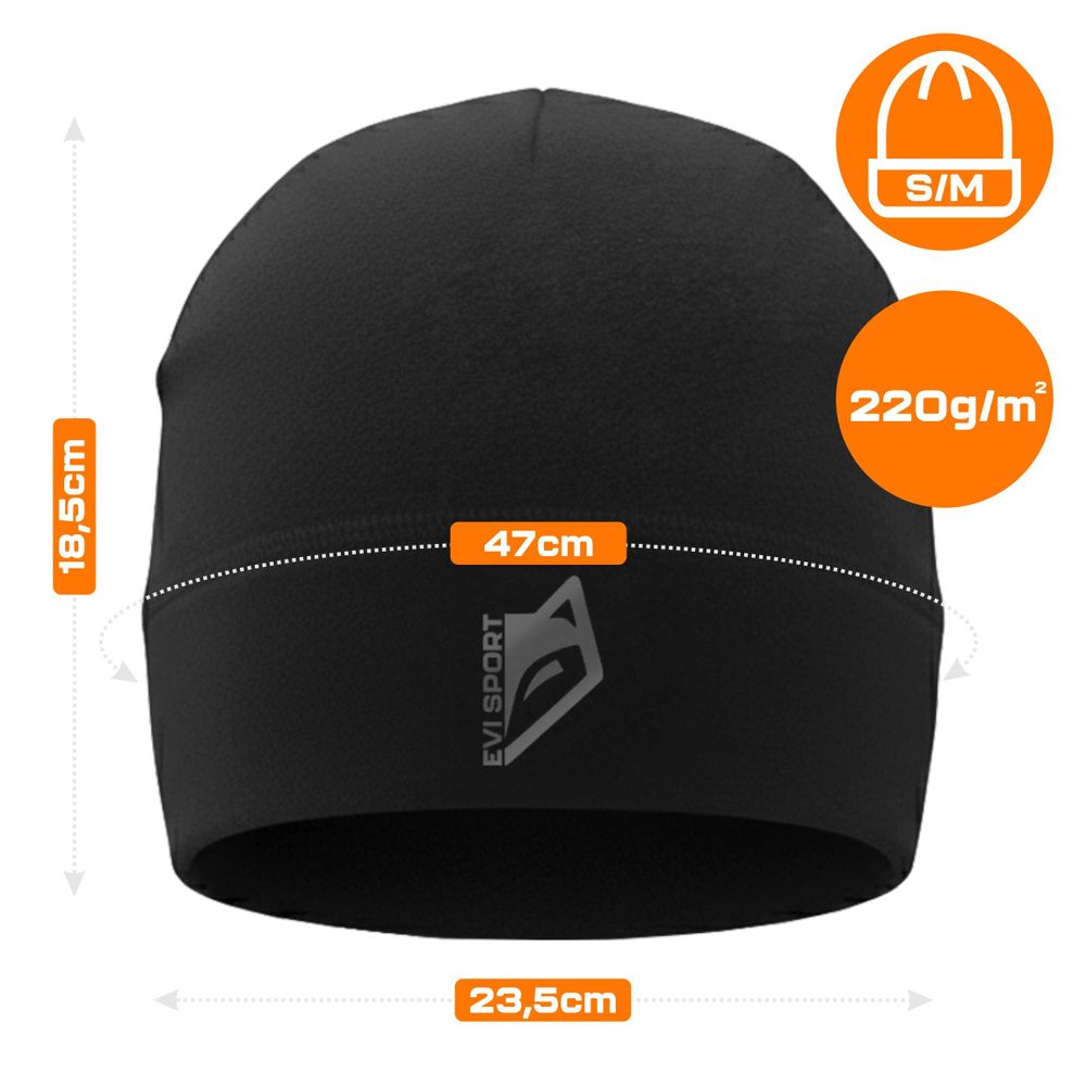Thermoaktive Wintermütze Reflektierend Für Das Laufen Herren Damen Schwarz S/M Evi Sport Origin8 Premium Mütze 220G/M² Uni Atmungsaktiv Unter Helm