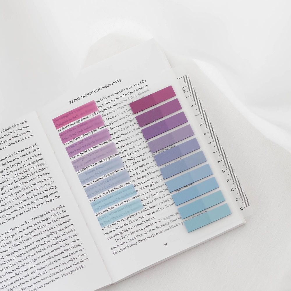 Ordinate-Blueberry Mist | 200 Stück Sticky Notes | Transparent Haftnotizen zum Markieren | Haftstreifen | Seitenmarkieren | Haftnotizzettel