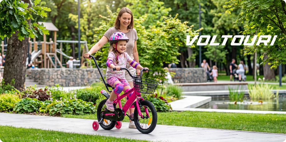 Kinderfahrrad 14 Zoll mit leuchtenden Stützrädern, Schiebestange und Korb – für Kinder 3–6 Jahre