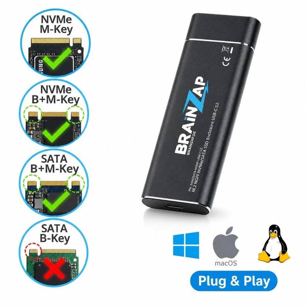 Kompatible M.2-Keys, alle Systeme & Plug & Play