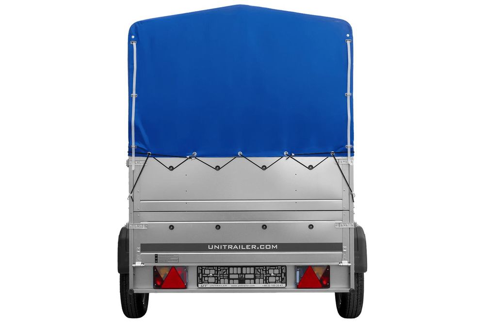 PKW-Anhänger 200x125 UNITRAILER GARDEN 201 KIPP mit Bordwandaufsatz und blauer Hochplane