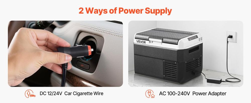 VEVOR Kompressor Kühlbox 25 L, Tragbarer Autokühlschrank mit Einstellbarer Temperatur & App-Steuerung, Kühlschrank 12/24 V DC und 100–240 V AC für Outdoor Camping Reisen und Wohnmobile