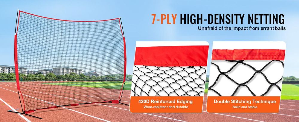 VEVOR Barricade Backstop Netz, 7x7 ft Ball Sport Barriere Netz, Tragbare Übungsgeräte mit Tragetasche, Schutzschirm für Baseball Softball Lacrosse Fußball Hockey Training, für den Garten