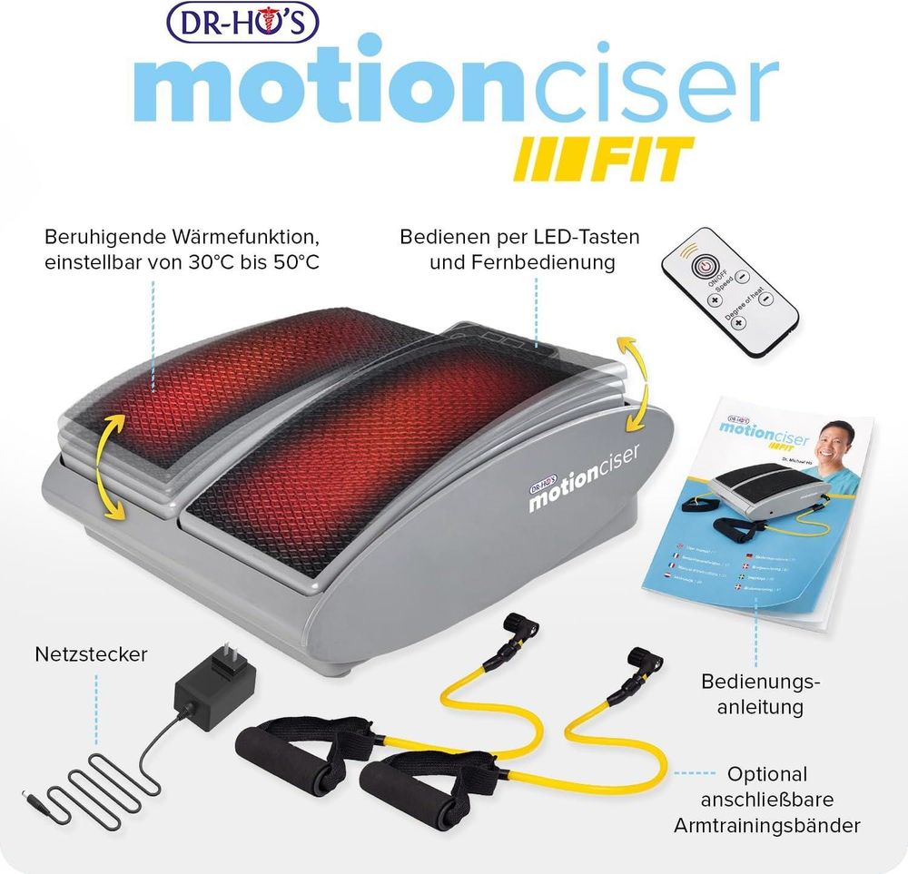 DR-HO’S MotionCiser Fit mit Verpackung, Fernbedienung und Trainingsbändern