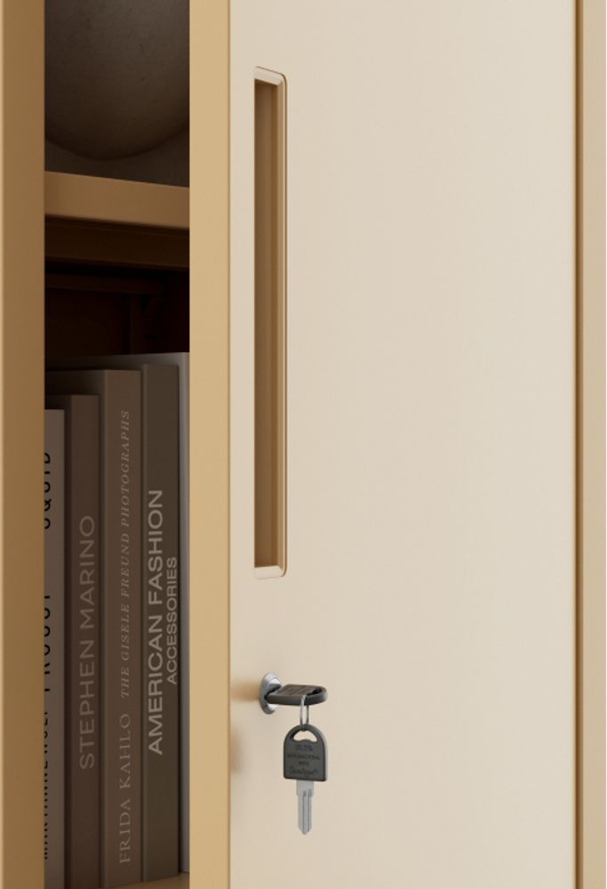 Büroschrank Aktenschrank Metallschrank Lagerschrank 4 Fachböden Flügeltür Pulverbeschichtung Stahlblech 185 cm x 45 cm x 40 cm Farbe: Beige