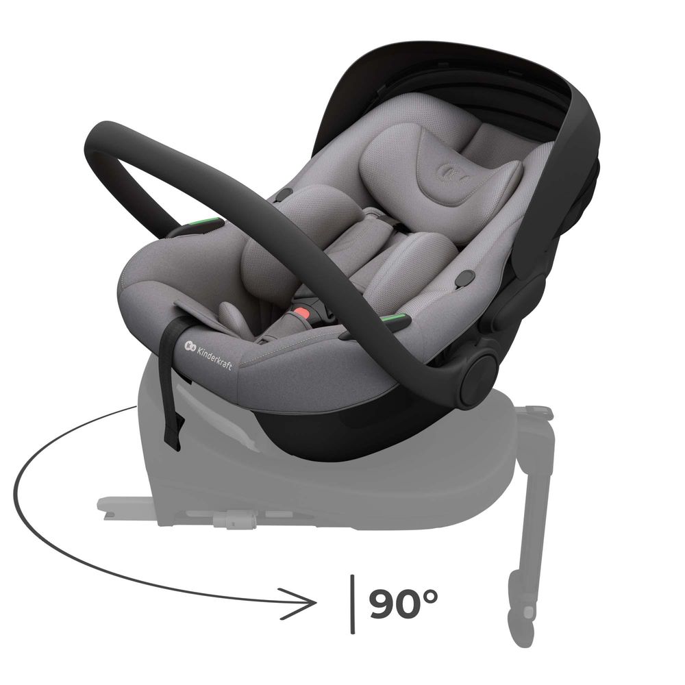 Kinderkraft I-LITE i-Size Babyschale 40–87 cm – Ultraleicht (3,2 kg), ISOFIX & Gurtmontage, Sonnenverdeck, Grau
