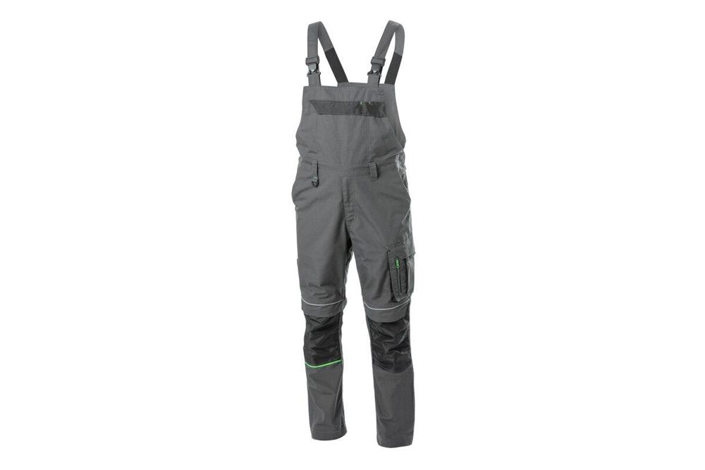 Arbeitslatzhose Herren dunkelgrau/grau Gr. M (50) Högert Technik, 65% Polyester/35% Baumwolle, elastisch – LEMBERG Latzhose Berufsbekleidung
