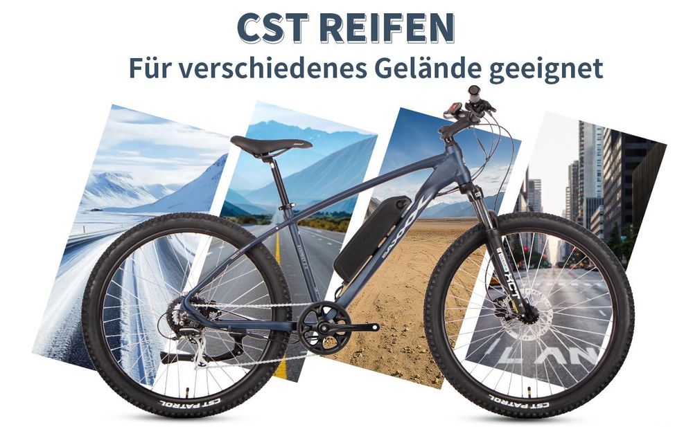 SAXXX E-Bike, EVEREST 2.0 DIAMANT Tiefeinsteiger Elektrofahrrad, 374Wh integrierter Akku, Shimano Acera 7-Gang, City E-Bike