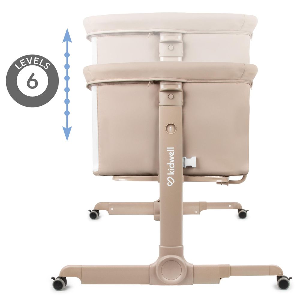 Kidwell NALI Beistellbett 2in1 – Höhenverstellbares Babybett mit Matratze, Rollen & Neigungsverfunktion Beige