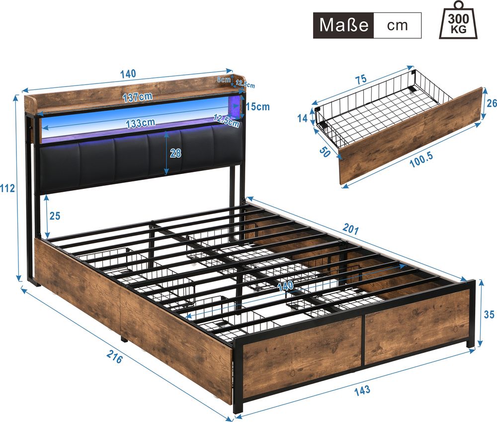 Jugendbett mit Led