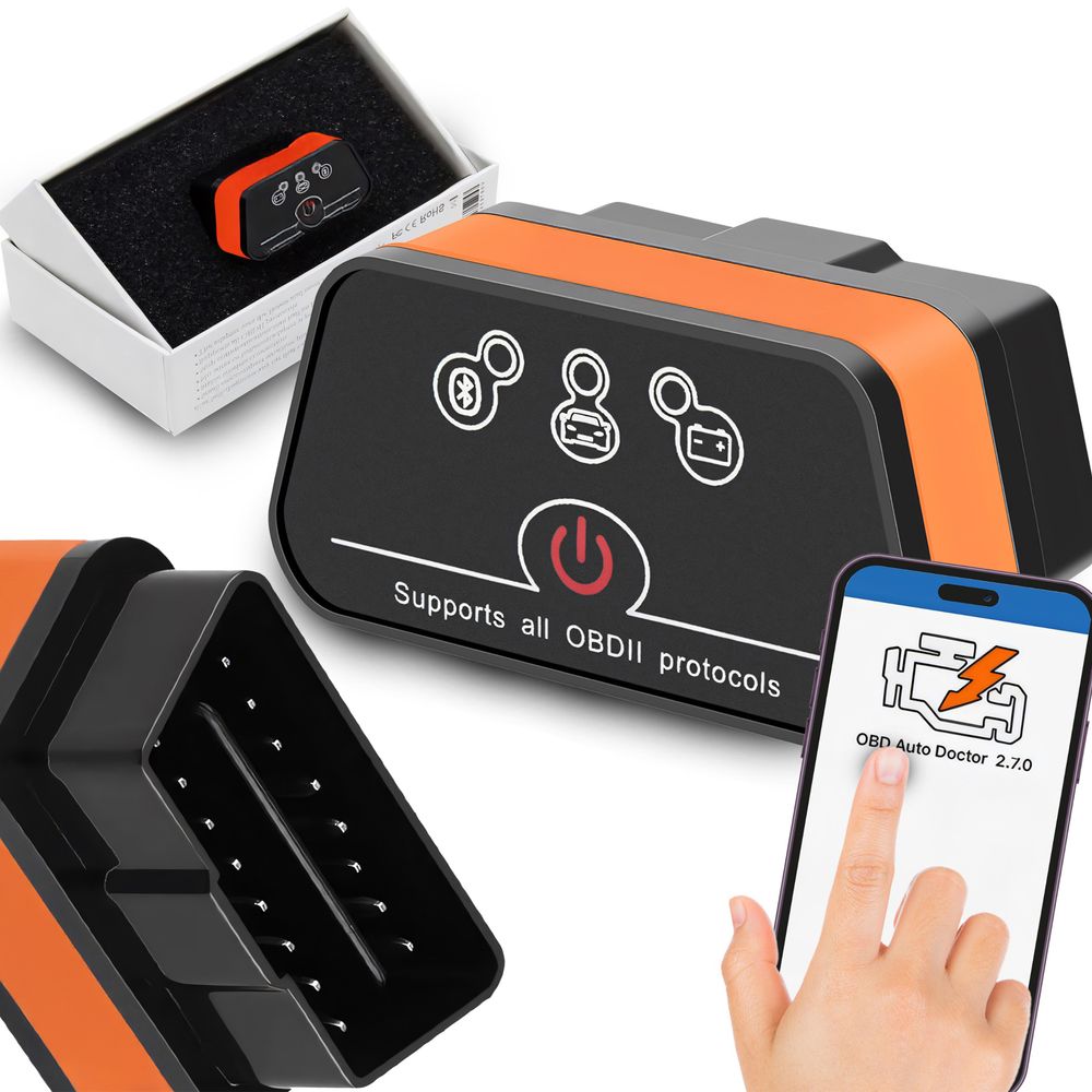 OBD2 Diagnosegerät mit Bluetooth & Auslesegerät – ELM327 v2.2 Fehlercodeleser für Motor, Getriebe, ABS & SRS, Echtzeitdaten Alle KFZ Retoo