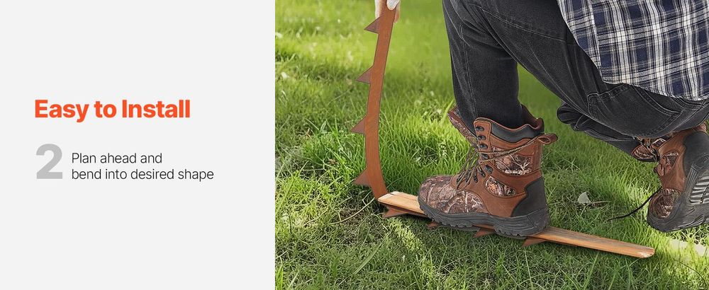 VEVOR Stahl Landschaftsrand, 6 Pakete 40 x 8 Zoll wetterbeständiger & vorgerosteter Metall-Landschaftsrand, biegsamer Gartenrand, Haifischspitze, Rasenrand für Blumenbeet, Gartenweg-Trenner, 40x4.5 Zoll, Tine-a