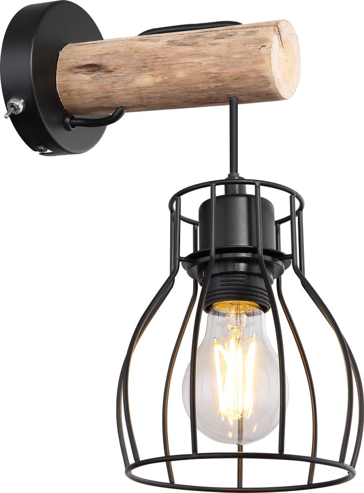 Globo Lighting Wandleuchte Metall schwarz, 1x E27