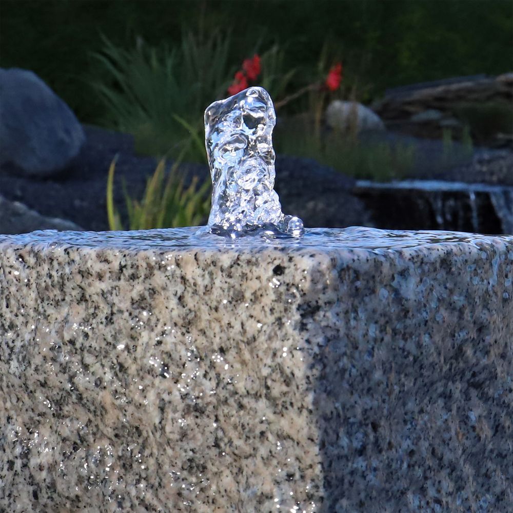 CLGarden Granit Quellsteinbrunnen Naturstein Brunnen 20cm klein Garten Granitbrunnen Komplettset Säule mit LED Licht