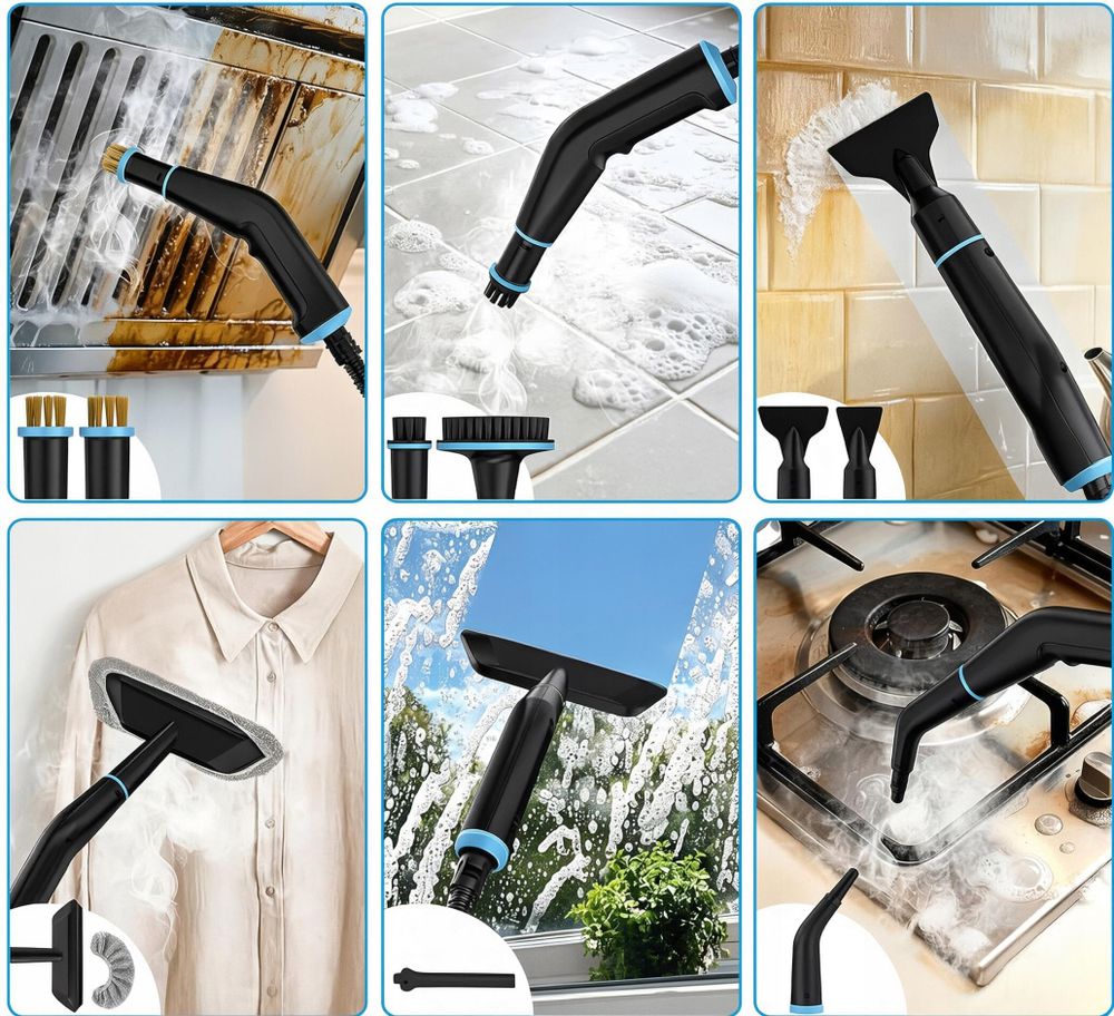 Mocna Myjka Parowa Mop Parowy Czyścik 2500W 4Bar Do Domu Okien Łazienki Fug