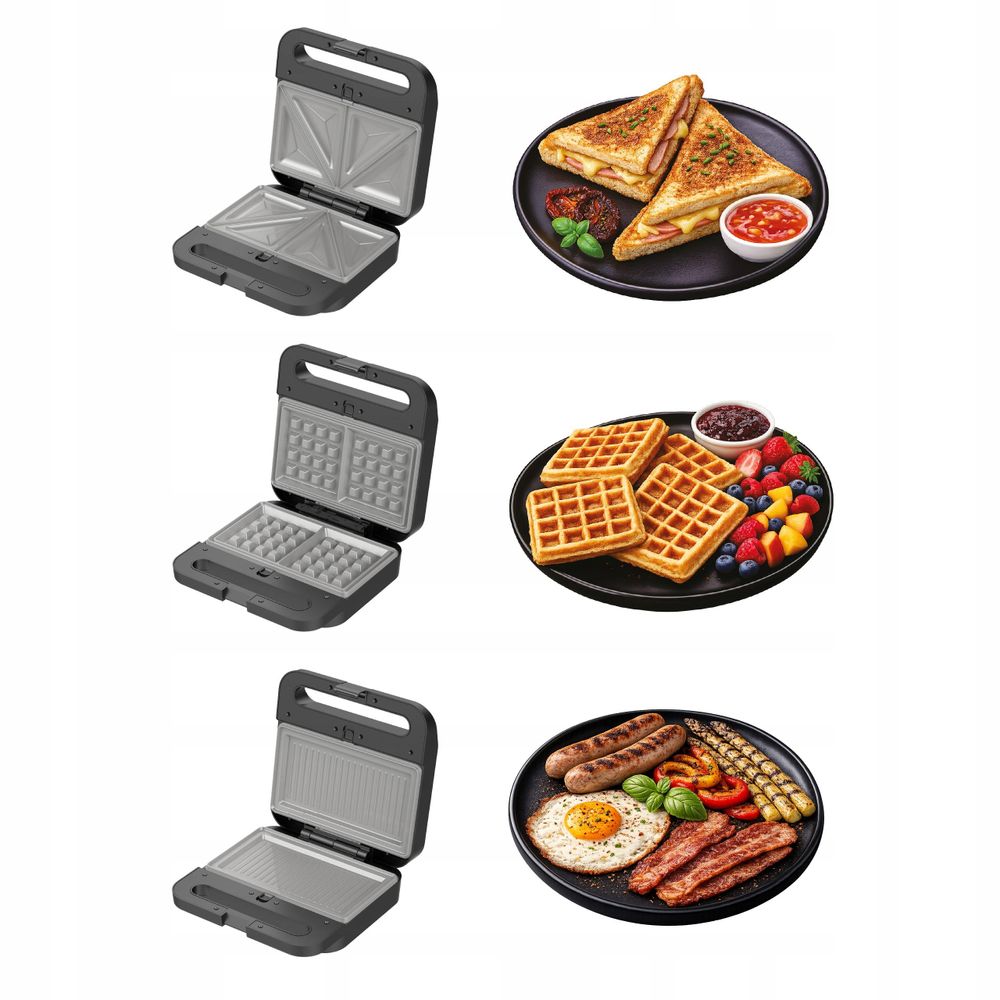 3-in-1 Gerät für Toast Grill und Waffeln
