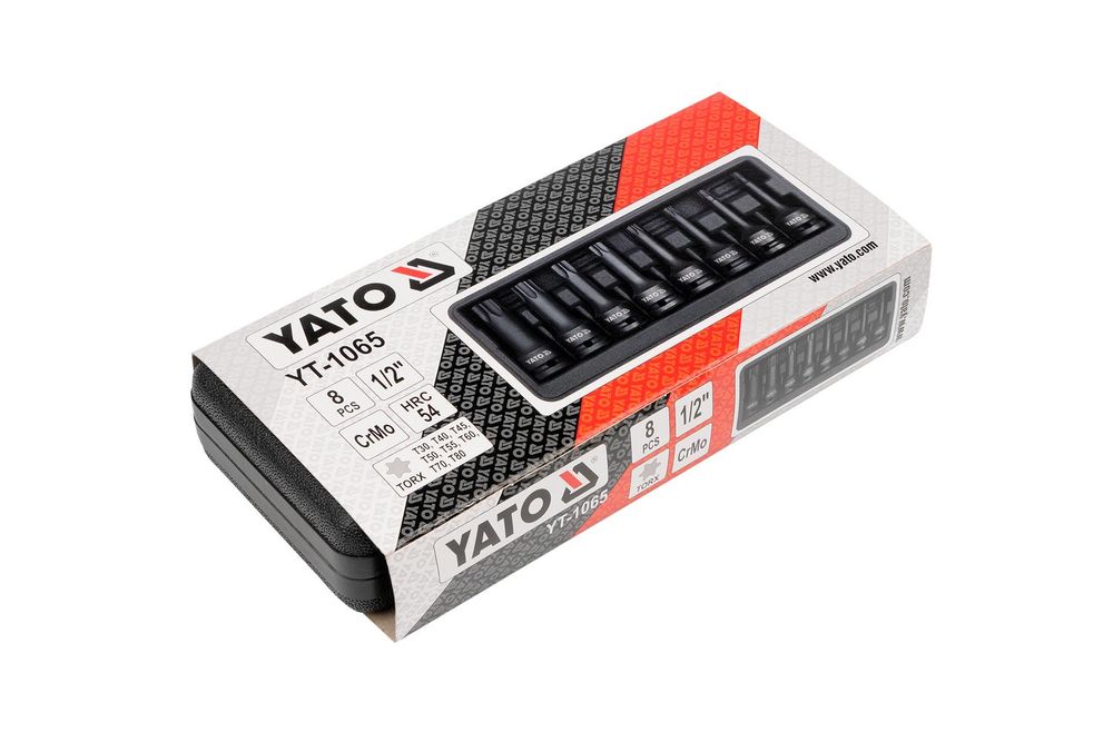 Yato YT-1065, 8 kusov, Torx, T30, T40, 25,4 / 2 mm (1 / 2"), Box