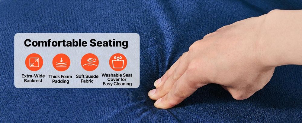VEVOR Bodenstuhl, 6-Positionen Verstellbarer, Bodensessel mit Rückenlehne, Relaxsessel mit Metallgestell, Schaumstoff & Velourslederbezug, Bodensitz zum Lesen & Entspannen, Dunkelblau