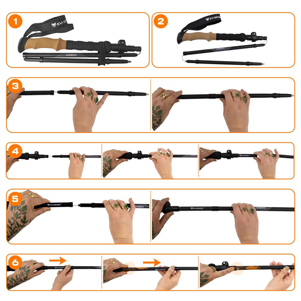 KIJE TREKKINGOWE do Chodzenia Kijki NORDIC WALKING CARBON Włókno Węglowe | KARBONOWE, lekkie, solidne, regulowane, korkowe uchwyty, stabilne