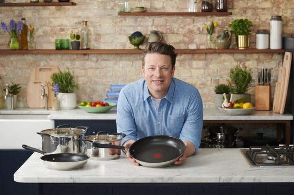 Tefal Jamie Oliver E3031925, Wok-/Bratpfanne, Schwarz, Edelstahl, Edelstahl, Titan, Silikon, Thermo-Punkt