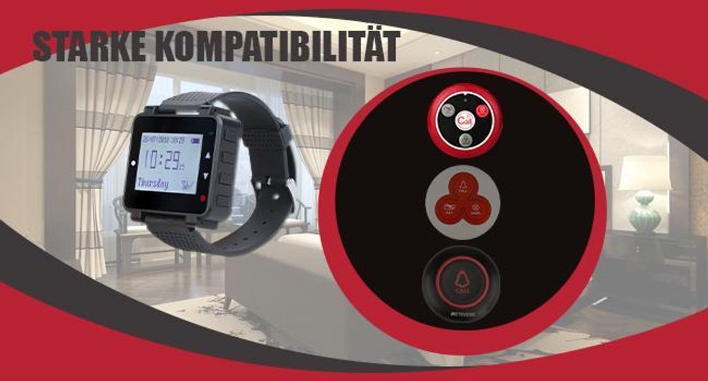 Retekess T128-T117 Restaurant Pager, Kellner Rufsystem, Uhrenempfänge, mit DREI Erinnerungsmodi, für Bar, Hotel, Klinik, Veterinärgeschäft
