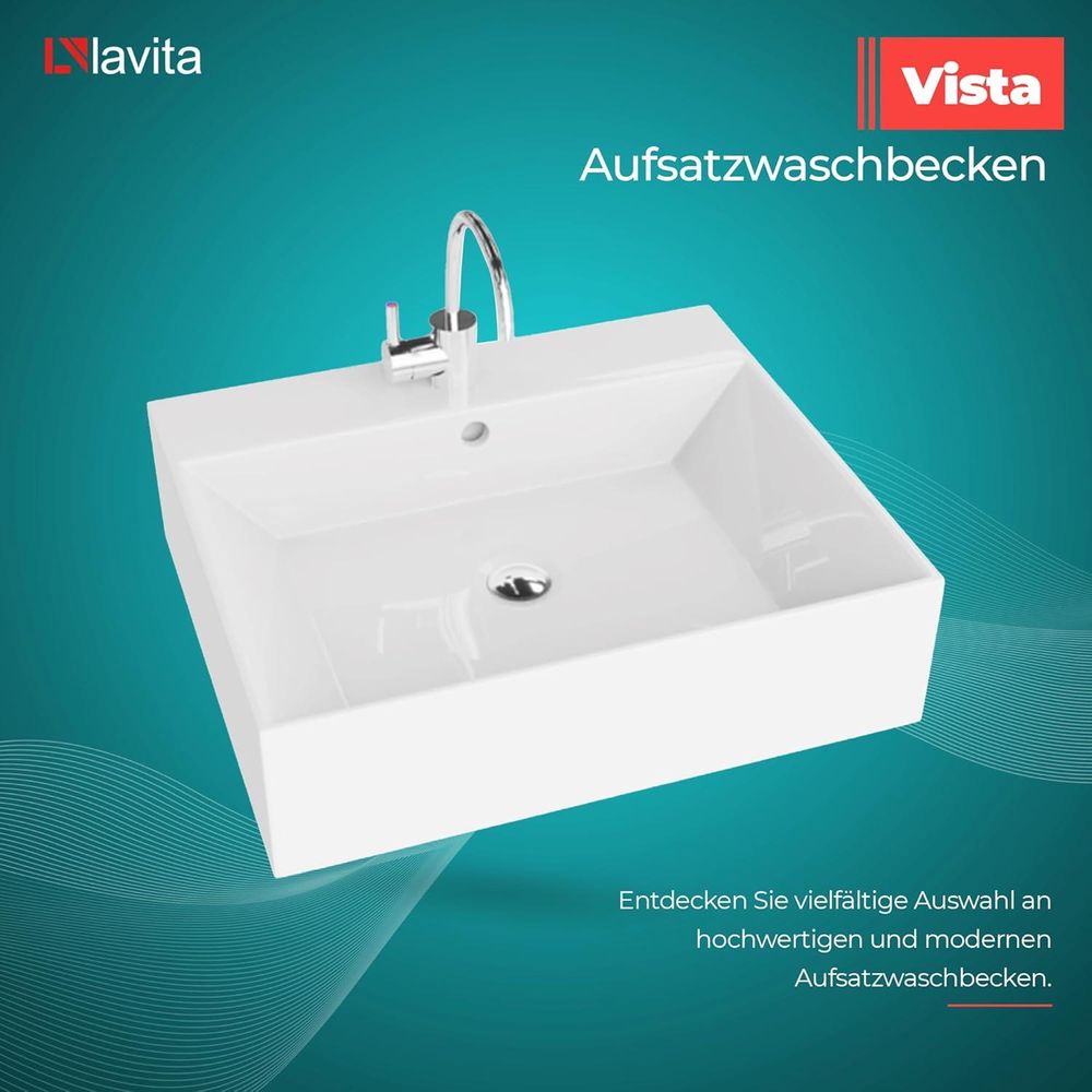 LAVITA Aufsatzwaschtisch Merida Gold/White | Aufsatzwaschbecken Rund | Waschbecken Ohne Überlauf und Hahnloch | Aus hochwertigem Porzellan | Waschtisch | 37x37x12 cm | Weiß/Gold