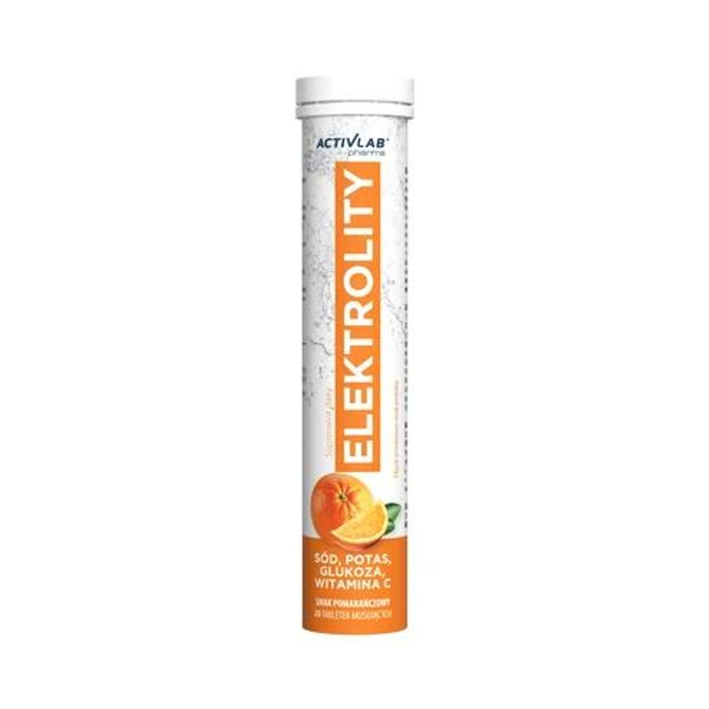 Activlab Pharma Elektrolyte 20 Brausetabletten, Orange, Natrium + Kalium + Glukose + Vitamin C, 180 mg Vitamin C pro Portion