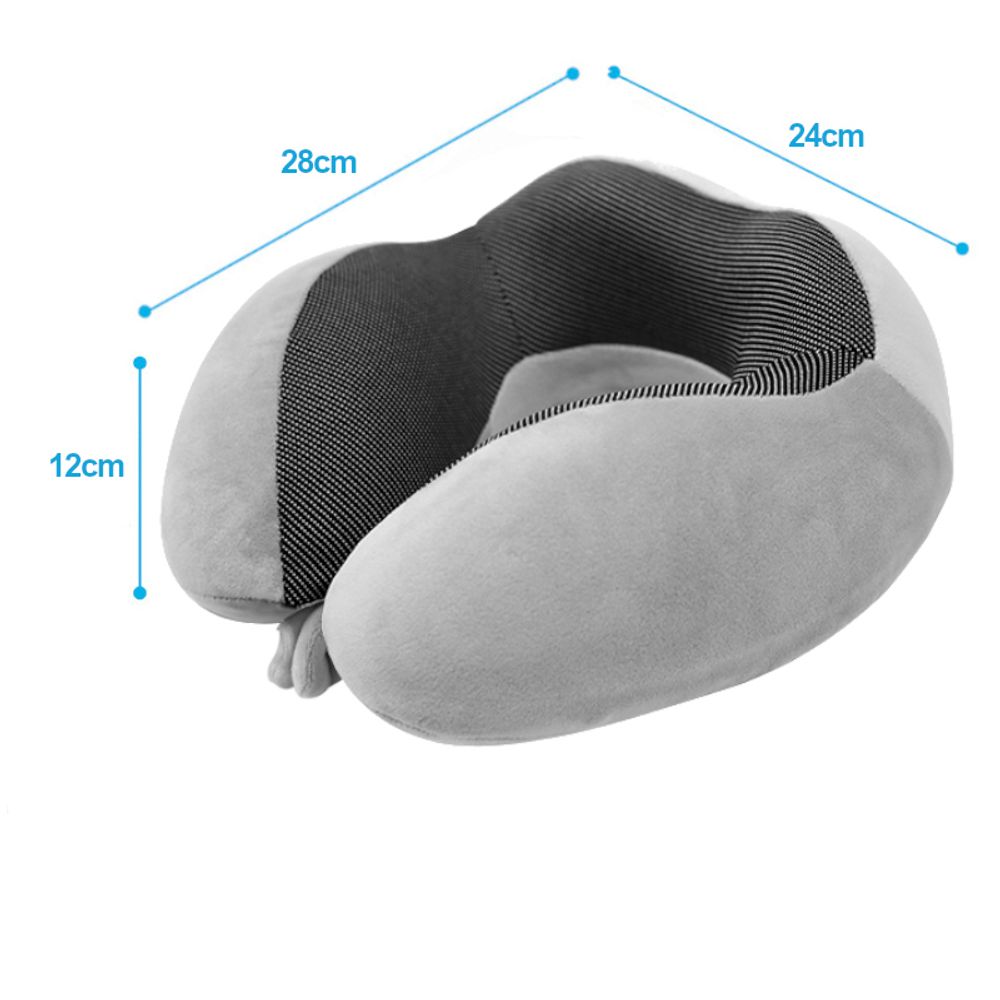 Nackenkissen aus Memory Schaum - Reisekissen für Flugzeug, Auto, Zug oder Bus - Hellgrau - Nackenhörnchen für mehr Komfort - Praktisches Travel Pillow