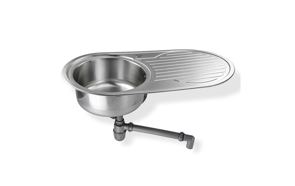Edelstahl Spüle "Calypso XL" rundes Einbauspülbecken mit linksseitiger Abtropffläche
