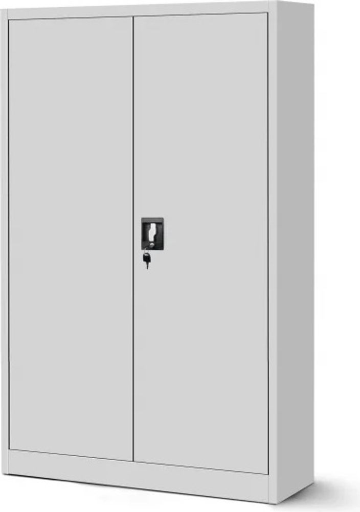 Aktenschrank Metallschrank Büroschrank Werkzeugschrank 3 Fachböden Stahlblech Flügeltüren Pulverbeschichtung 140 cm x 90 cm x 40 cm Farbe: Grau