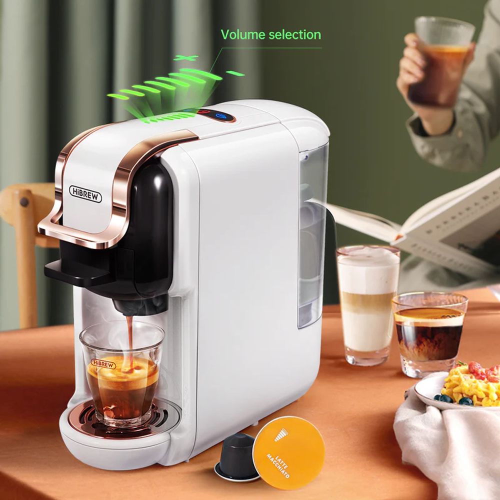 HIBREW H2B Kapselkaffeemaschine, 5 in 1 Multi-Kapsel-Kaffeemaschine, Schwarz