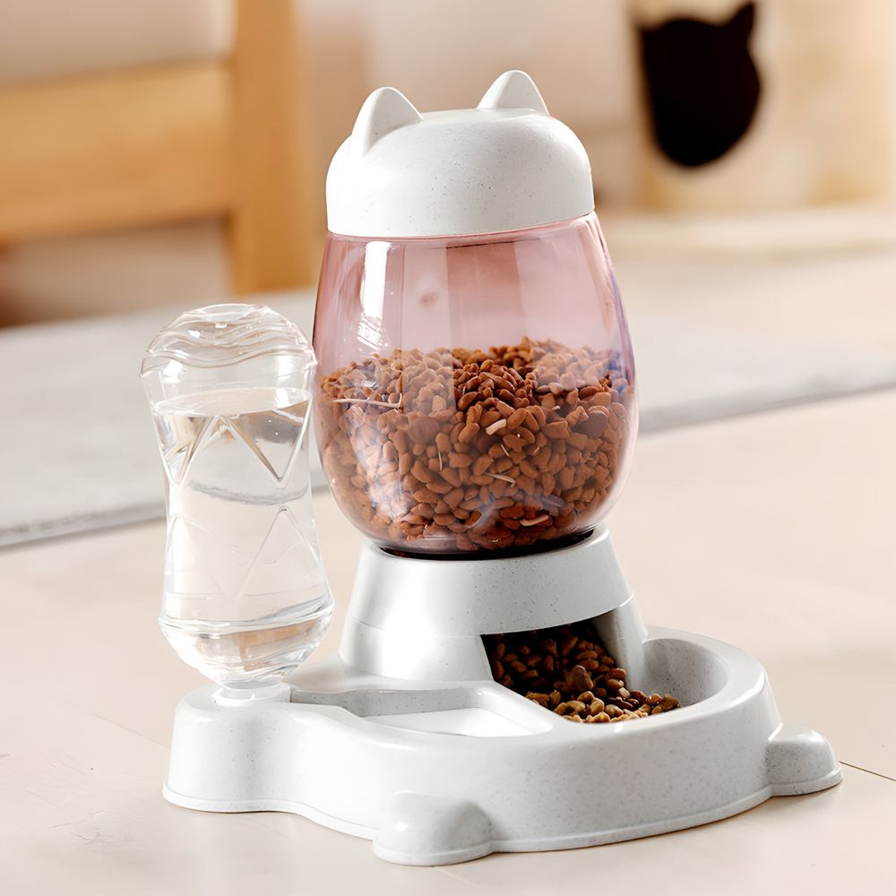 Futterspender und Wasserspender für Haustiere Set 2.2L und 0.5L zur Fütterung Hund und Katze Futterstation Futterautomat Trockenfutter Wasser Retoo